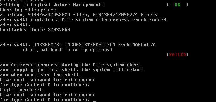 UNEXPECTED INCONSISTENCY;RUN fsck MANUALLY